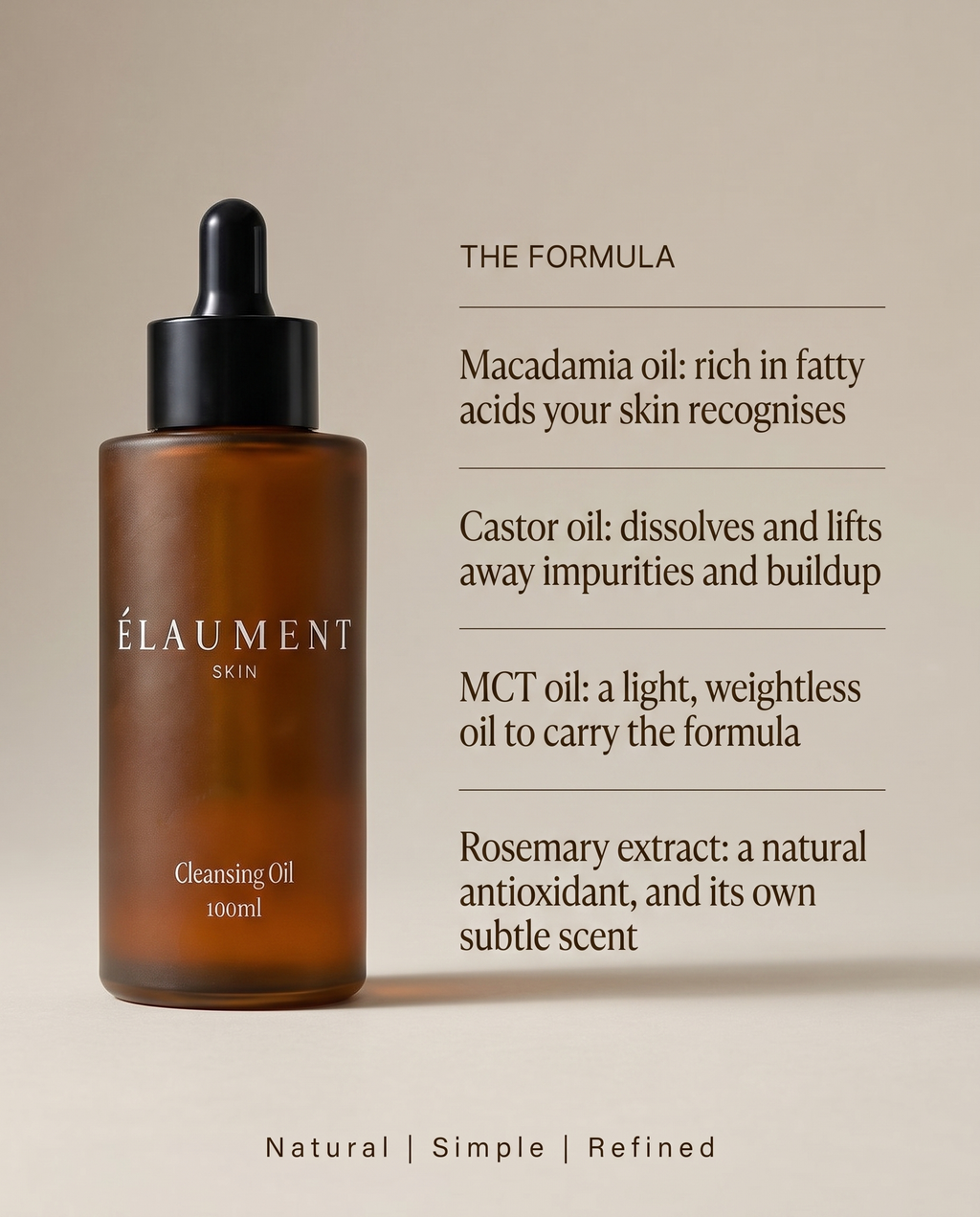 Cleansing Oil formula and ingredients